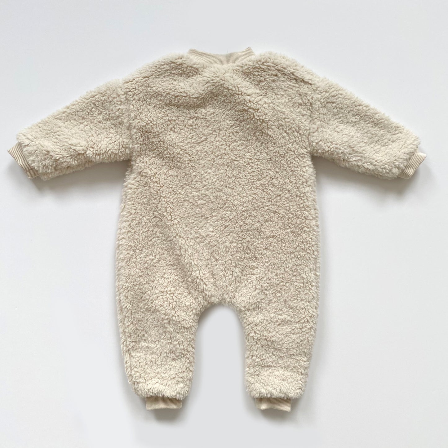 3-6M Hunter + Rose beige Teddy Fleece Baby Pramsuit