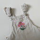 4-5Y Zara embroidered floral beige dungarees