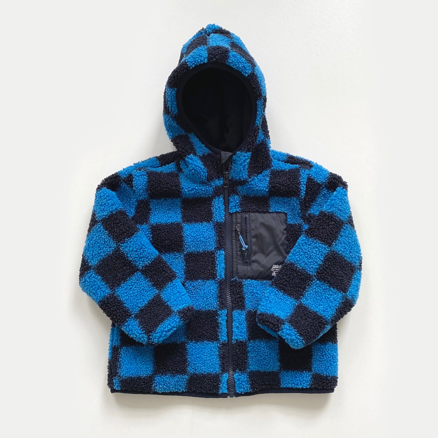 2-4Y H&M blue black checkerboard fleece