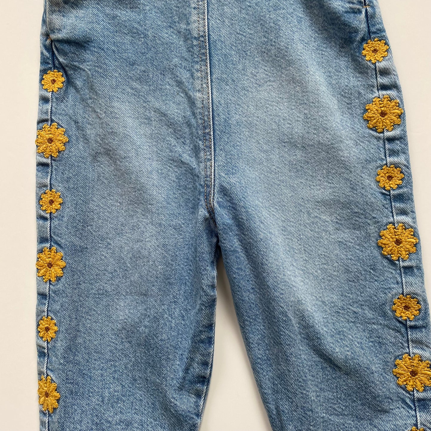 18-24M Zara blue denim dungarees with sunflower embroidery