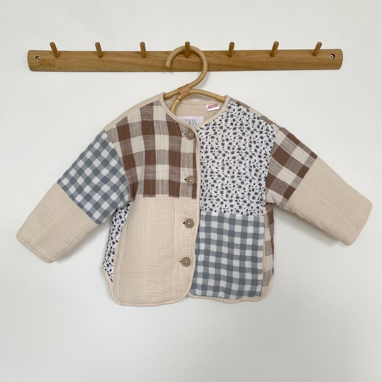 18-24M Zara patchwork gingham floral lined quilted jacket