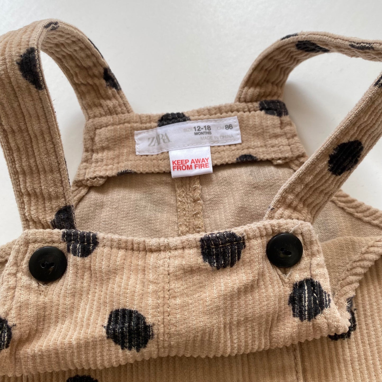 12-18M Zara polka dot cord dungarees