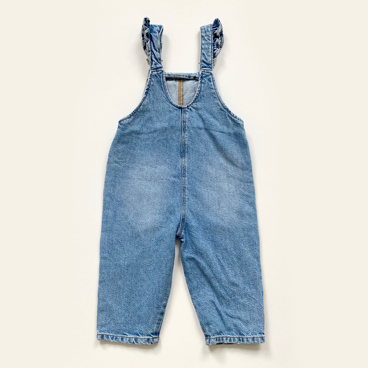 18-24M Zara blue denim dungarees with sunflower embroidery