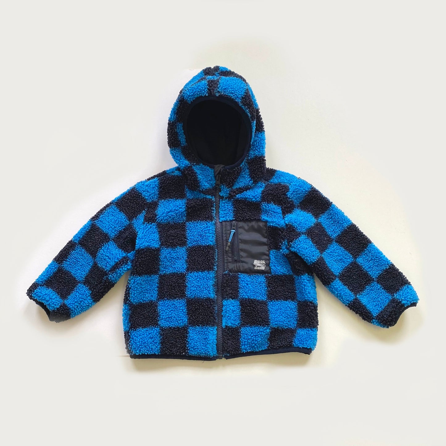 2-4Y H&M blue black checkerboard fleece