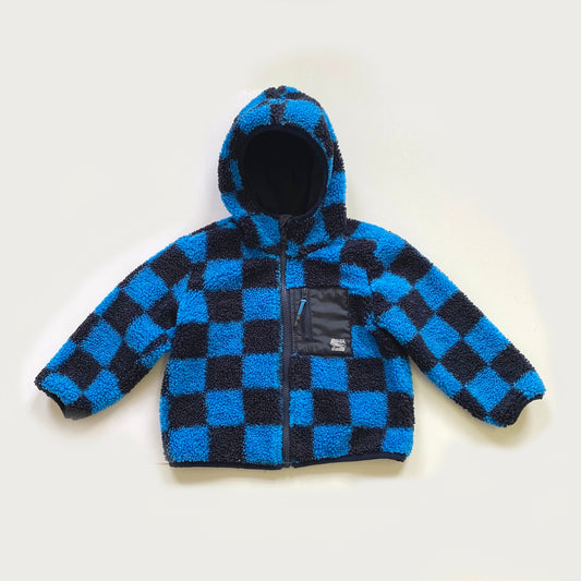 2-4Y H&M blue black checkerboard fleece