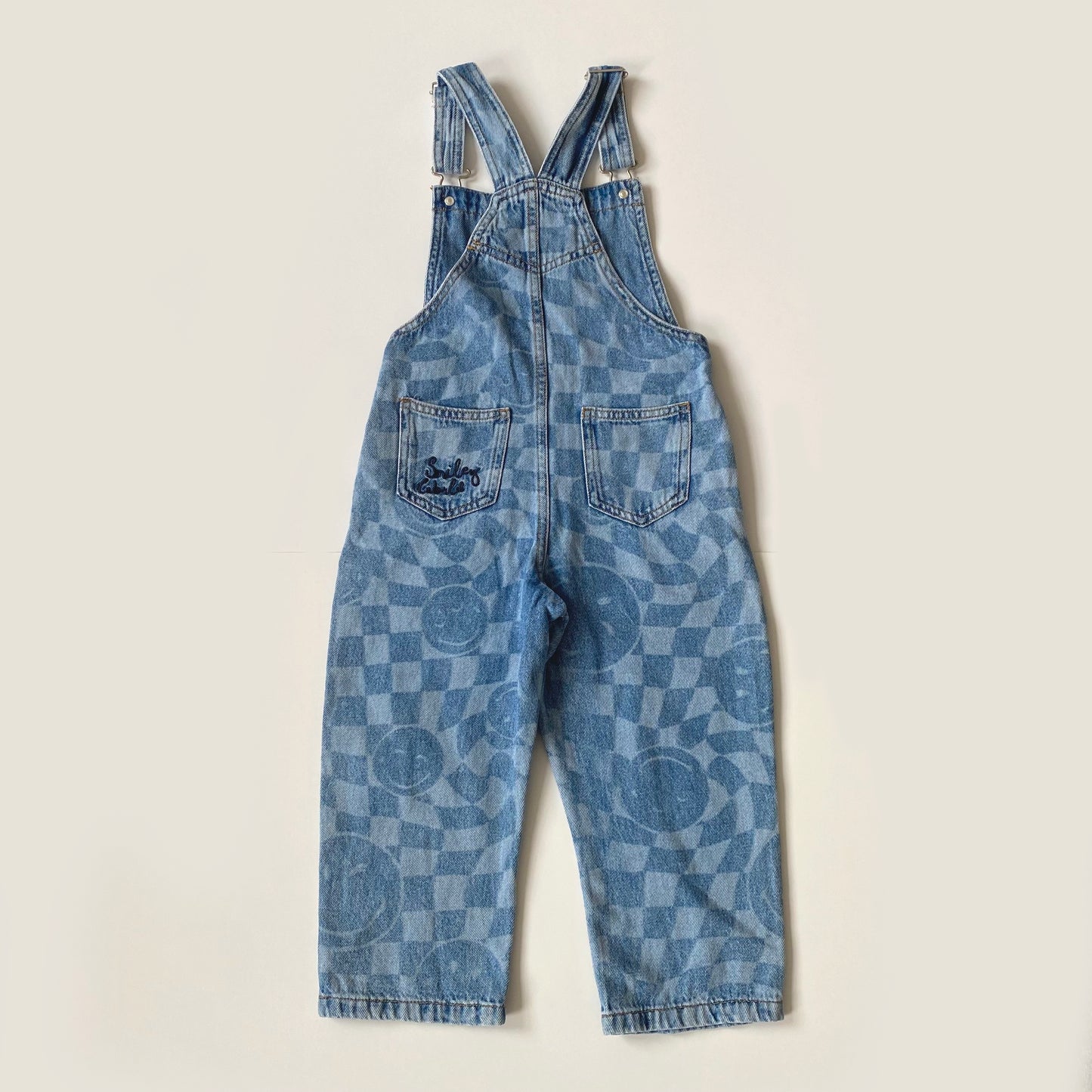 4-5Y Next x Smiley World checkerboard denim dungarees